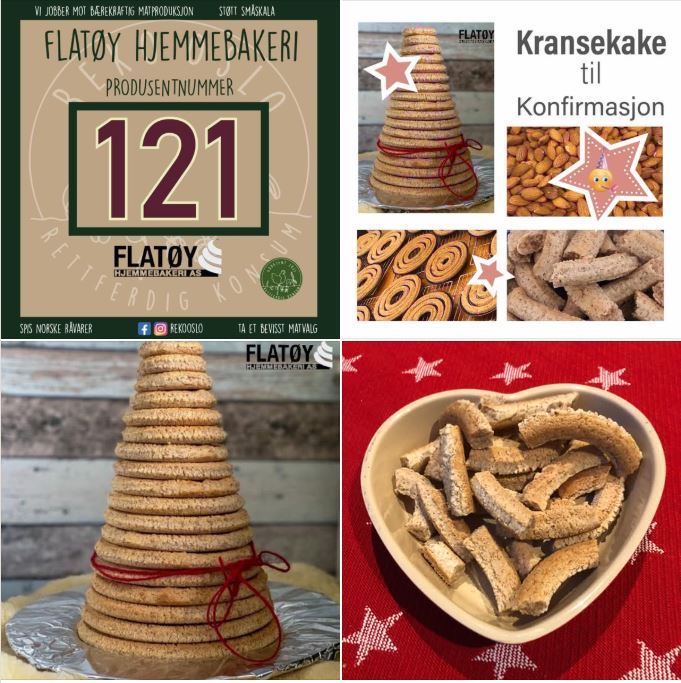 Flatøy Hjemmebakeri - Rekoringen Nordstrand og Lambertseter - Kransekake til konfirmasjon