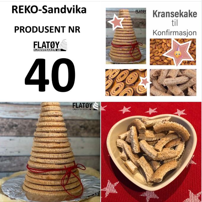 Flatøy Hjemmebakeri - REKO-Ringen Sandvika - Kransekake til Konfirmasjon